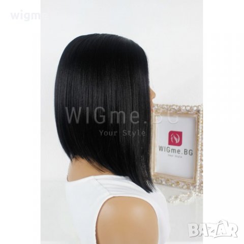 Къса черна права лейс фронт перука на каре Аманда, снимка 2 - Аксесоари за коса - 34835945