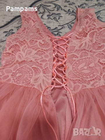Официална рокля с тюл и дантела в розово, снимка 3 - Рокли - 39739906