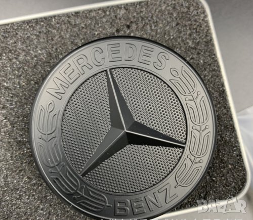 57 мм Mercedes Benz звезда емблема преден черен гланц за предния капак, снимка 1 - Аксесоари и консумативи - 41503895