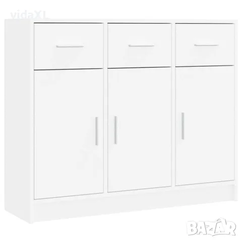 vidaXL Бюфет, бял, 91x28x75 см, инженерно дърво