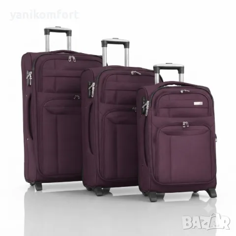 Комплект текстилни куфари 3 в 1 (20", 24", 28") с вградени колела, снимка 4 - Куфари - 56200234