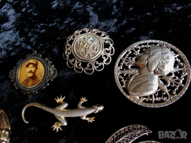 Стари брошки позлатени и посребрени, снимка 6 - Антикварни и старинни предмети - 44688532