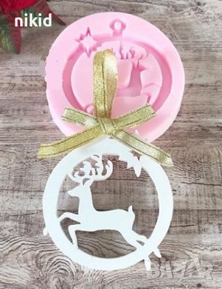 Голяма коледна топка играчка висулка с елен силиконов молд форма фондан шоколад гипс декор