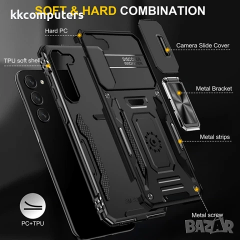 Samsung Galaxy S25 5G Удароустойчив Ring Holder Калъф и Протектор, снимка 7 - Калъфи, кейсове - 51405284