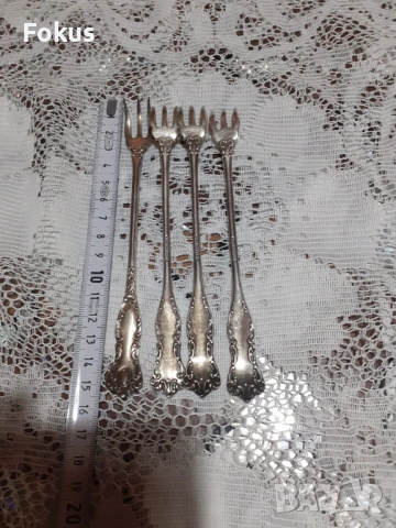 Стари антикварни посребрени вилички W.F. Rogers около 1890 г, снимка 5 - Антикварни и старинни предмети - 53698084