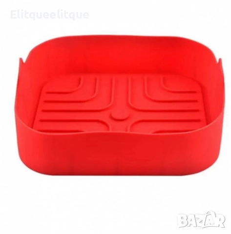 Силиконов съд за AirFryer Rosberg, 20.5x20.5x5.5 см., Черен/ Червен, снимка 2 - Форми - 52187585