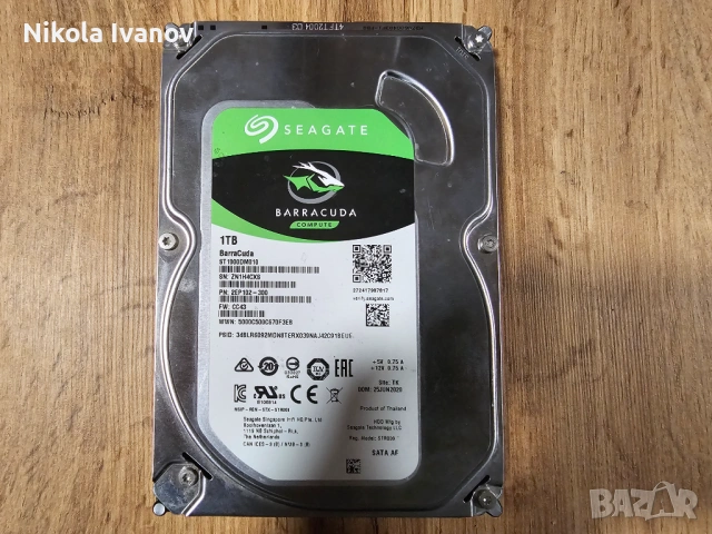1TB 3.5 inch HDD Seagate Barracuda ST1000DM010 | SATA | 100% Живот | хард диск | 7200 RPM