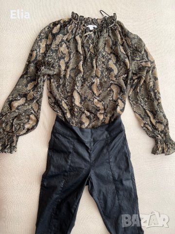 Дамски черен панталон/клин с цип отзад, снимка 4 - Панталони - 38811759