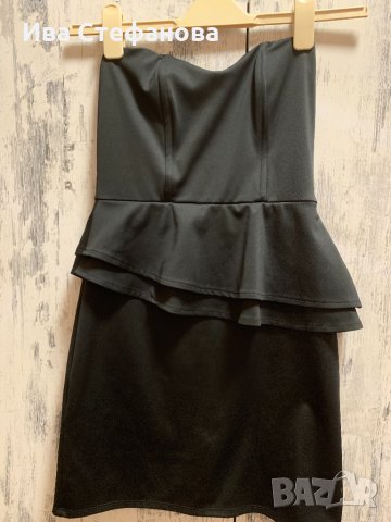 Страхотна пеплум черна еластична официална вечерна къса коктейлна рокля , снимка 8 - Рокли - 35788836