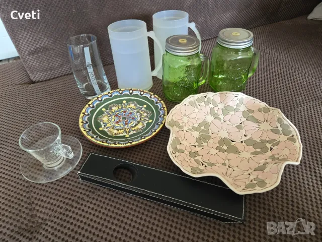 Лот от чаши , фруктиера,  стойка за вино всичко 15лв