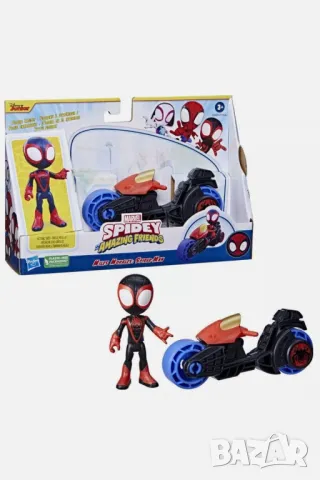 Комплект мотоциклет и фигурка Marvel Spidey and his Amazing Friends - Miles Morales / Спайди Майлс, снимка 1