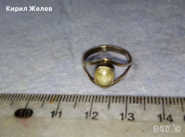 СТАР СКЪПОЦЕНЕН СРЕБЪРЕН АРТ ДЕКО ПРЪСТЕН МАЙСТОРСКА РЪЧНА ИЗРАБОТКА с ЕСТЕСТВЕНА БЯЛА ПЕРЛА 40261, снимка 3 - Антикварни и старинни предмети - 42380519