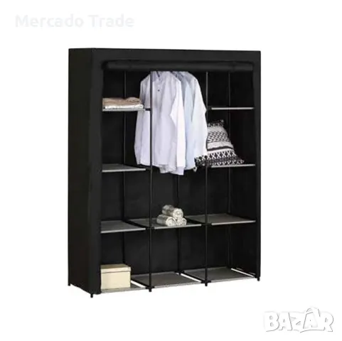 Декоративен гардероб Mercado Trade, Стоманена рамка, Черен, 131x46x169см, снимка 2 - Гардероби - 47602395