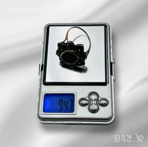 Луксозен винтидж пръстен със златен ринг, сребърна основа, диаманти и скъпоценни камъни, снимка 7 - Пръстени - 53266309