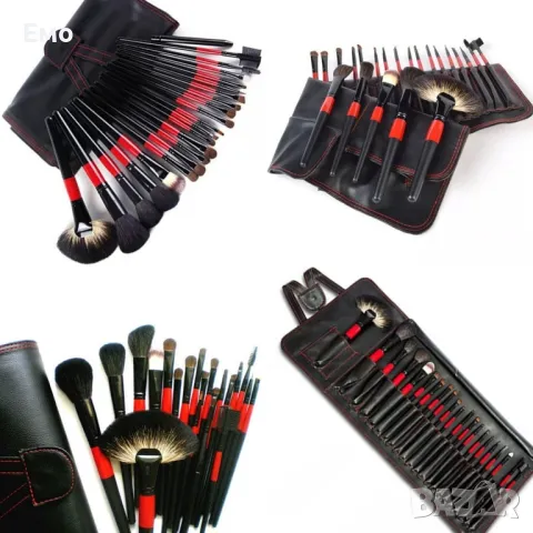 Промоция: Комплект от 22 четки за грим в разгъваща се чантичка от естествена кожа  HZS83