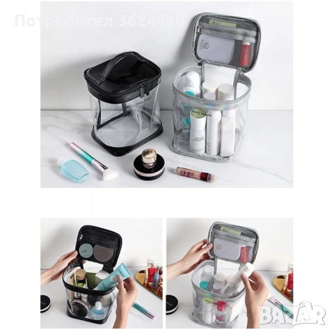 Прозрачна козметична чантичка  3982 вертикален, снимка 8 - Портфейли, портмонета - 52667225