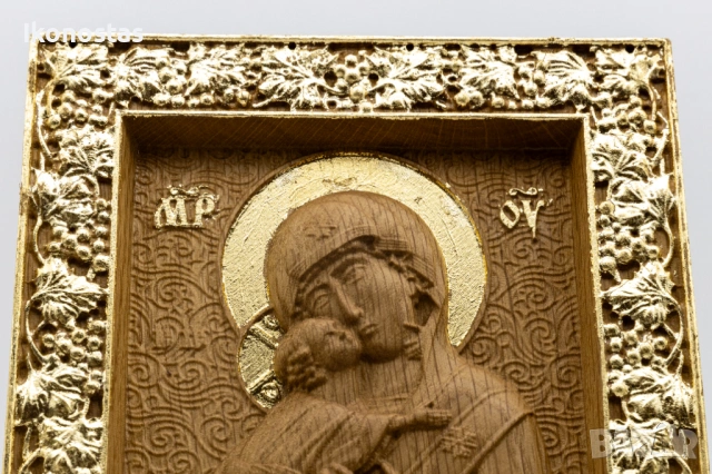 Позлатена релефна икона на Света Богородица с Младенеца, снимка 5 - Икони - 53223649