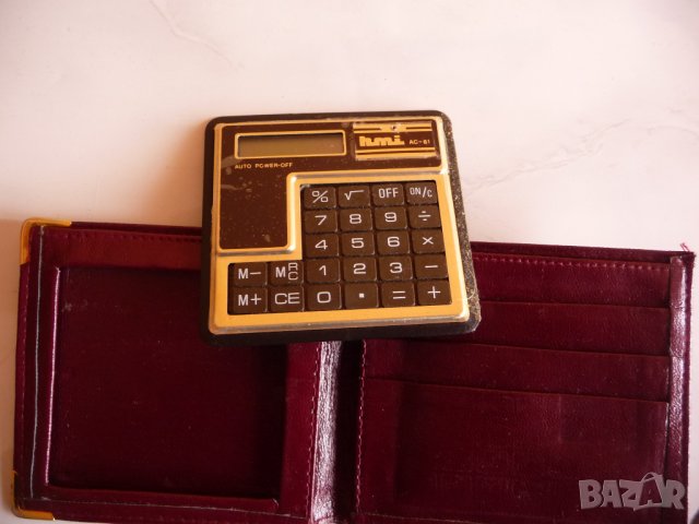 Стар портфейл с калкулатор кожен портмоне за пари карти ретро елка, снимка 4 - Други ценни предмети - 44501080