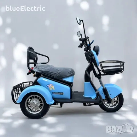 Двуместна електрическа триколка blueElectric Pudding 1800W | 48V | 23Ah | BABY BLUE, снимка 2 - Мотоциклети и мототехника - 49745628