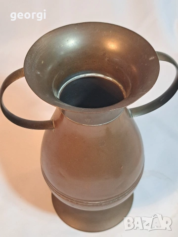 винтидж медна ваза с бронзови елементи 32/4, снимка 3 - Вази - 53184363