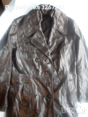 Шлифер,Черен,Естествена Кожа,, снимка 2 - Шлифери - 51744396