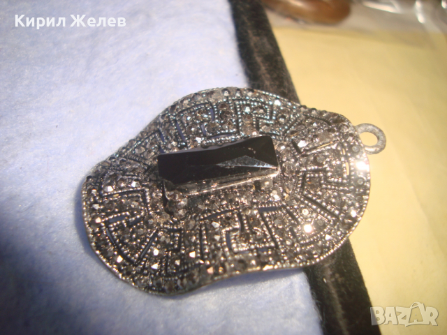 СРЕБРИСТ СКЪПОЦЕНЕН МАРКАЗИТЕН БЕЛ ЕПОК МЕДАЛЬОН 16632, снимка 4 - Колиета, медальони, синджири - 36359314