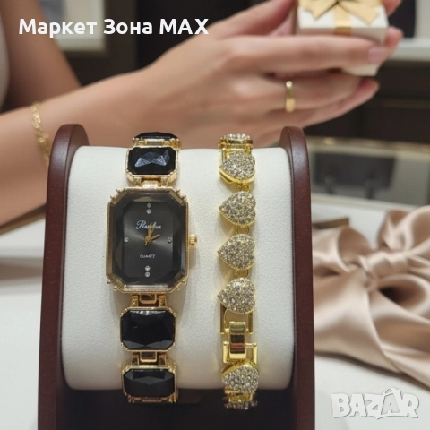 Дамски комплект часовник с кварцов механизъм и гривна, снимка 2 - Дамски - 52933436