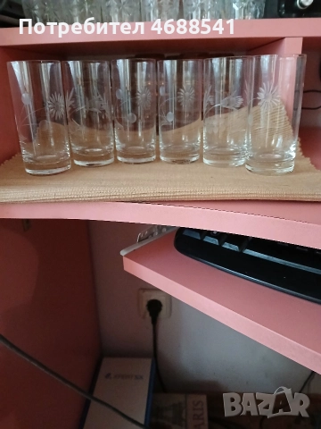 Комплект стъклени чаши за аперитив, бяло тънко стъкло