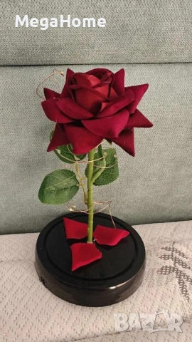 Красива Вечна роза в стъкленица + Led светлина, снимка 3 - Изкуствени цветя - 53332865