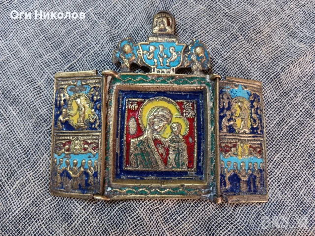 Старинна  руска царска  икона-триптих от XIX  век