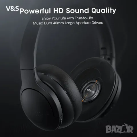 DOQAUS Bluetooth слушалки Over-Ear [до 90 часа] Безжични Bluetooth слушалки с 3 EQ режима, HiFi стер, снимка 6 - Bluetooth слушалки - 48082308