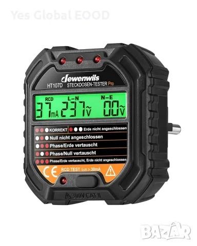 DEWENWILS тестер за контакти с RCD и LCD дисплей