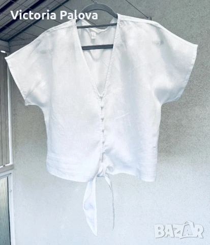 Модерен ленен топ кроп, снимка 5 - Корсети, бюстиета, топове - 51062983