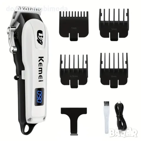 Професионалнa машинка Kemei, LED дисплей,Регулируема глава, USB-Презареждаща батерия,