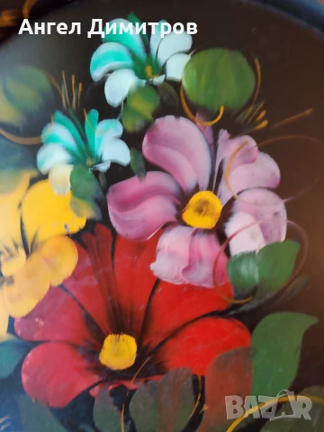 Страхотен поднос рисуван маслени бои , снимка 6 - Антикварни и старинни предмети - 51084341