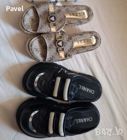 Дамски чехли 2 броя Chanel-Guesa, снимка 4 - Маратонки - 53539099