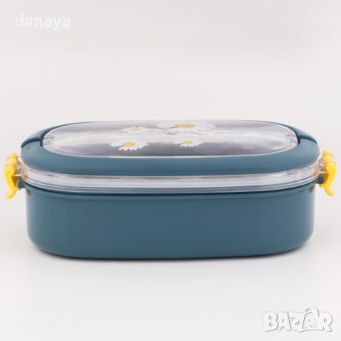 4091 Кутия за храна с прибори Маргаритка, снимка 5 - Кутии за храна - 42535834