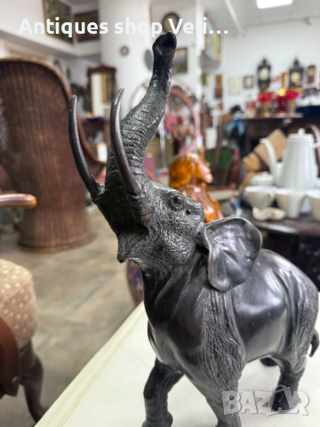 Бронзова фигура на слон №7903 , снимка 4 - Антикварни и старинни предмети - 53681107