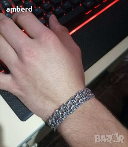 Уникална мъжка сребърна гривна , снимка 5 - Гривни - 39192151