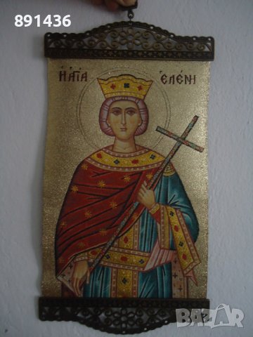 Гръцка икона от плат Света Елена, снимка 10 - Икони - 39301553