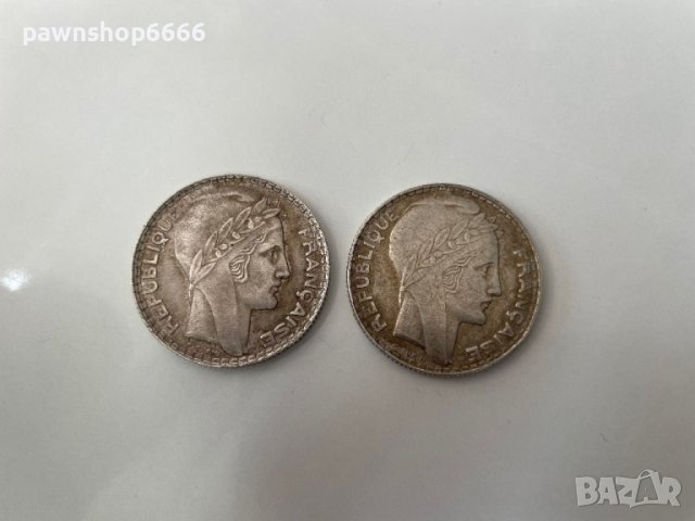 Сребърни монети Франция 10 франка, 1933 и 1929, снимка 4 - Нумизматика и бонистика - 41791581