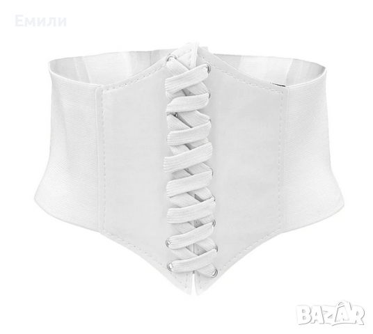  Корсет колан от еко кожа в бял цвят , снимка 3 - Колани - 36465030