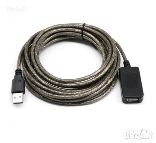 Кабел удължител 2.0, усилвател на сигнала, USB-A(м), USB-A(ж), 10m