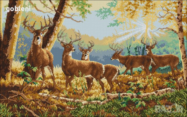 гоблен "ЕСЕННИ ЕЛЕНИ" Д46 - 32 цвята; шев 1:1 и 1:4, снимка 2 - Гоблени - 39861843