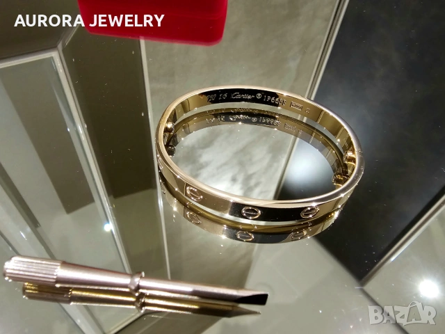 CARTIER Love Rose Gold Гривна с Отверка, снимка 4 - Гривни - 53239089