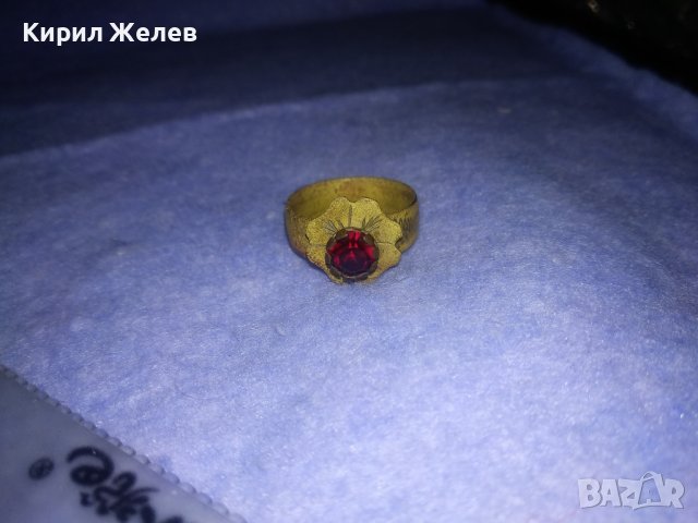 СТАРИНЕН СКЪПОЦЕН ФЛОРАЛЕН БРОНЗОВ РЕТРО ПРЪСТЕН - ЦВЕТЕ РЪЧНО ОРНАМЕНТИРАН с ФАСЕТИРАН ГРАНАТ 36617, снимка 12 - Антикварни и старинни предмети - 39723265