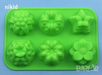 6 вида цвете цветя дълбок силиконов молд форма калъп за сапун мъфини мини кексчета шоколад гипс, снимка 5 - Форми - 39157616