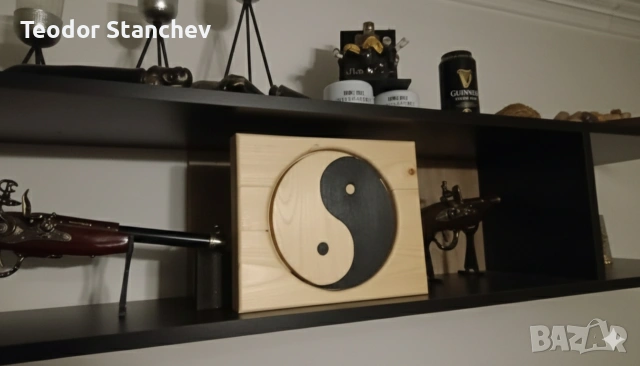 Ръчно изработено пано „Ин и Ян“ – Баланс за вашия дом, снимка 2 - Декорация за дома - 53446909