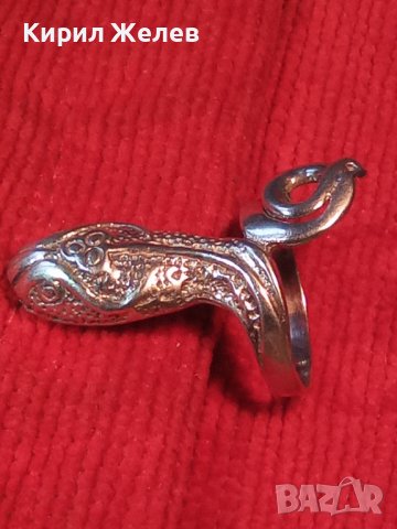 ЗМИЕВИДЕН СРЕБЪРЕН ФИГУРАЛЕН РЯДЪК АРТ ПРЪСТЕН СРЕБРО 925 с БЯЛА ПОЗЛАТА ФЕШЪН БИЖУ 35018, снимка 2 - Пръстени - 39507736