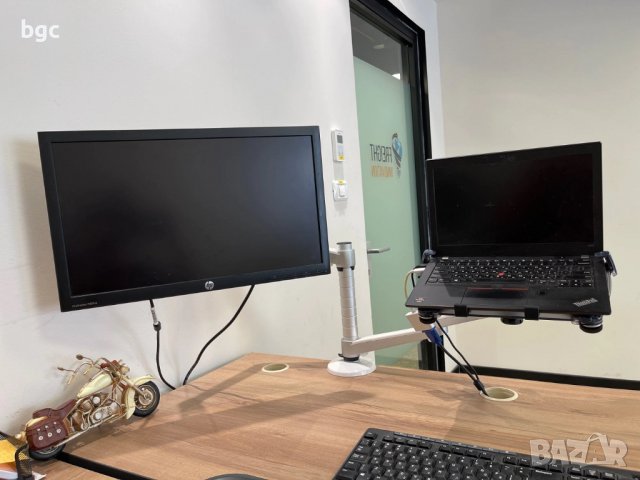 Алуминиева Регулируема Стойка Монитор+Лаптоп Ергономична Работна Станция , снимка 8 - Други - 39477298